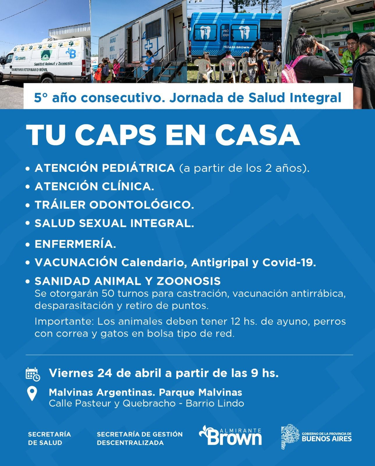Flyer difundido por la Municipalidad de Almirante Brown.