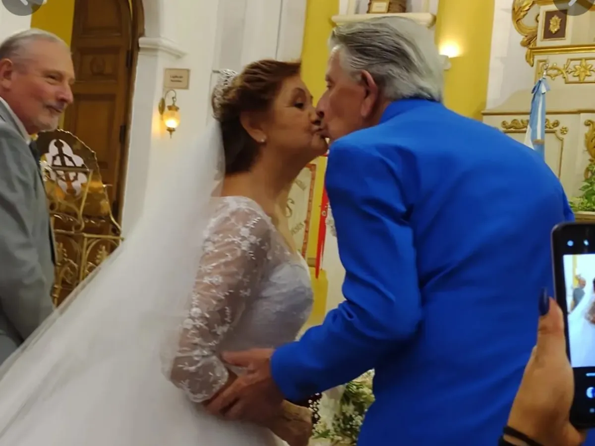 Ciro y Aurelia el día de su casamiento, a sus 82 años.