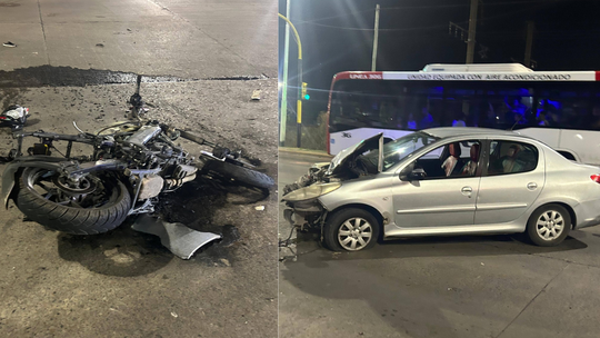 Choque entre una moto y un auto en El Jagüel: tres heridos