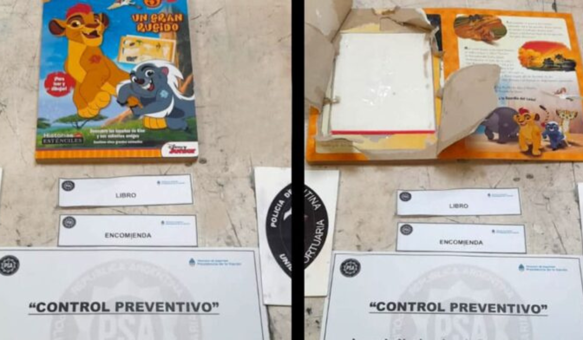 Aeropuerto de Ezeiza: incautaron cocaína escondida dentro de un libro infantil